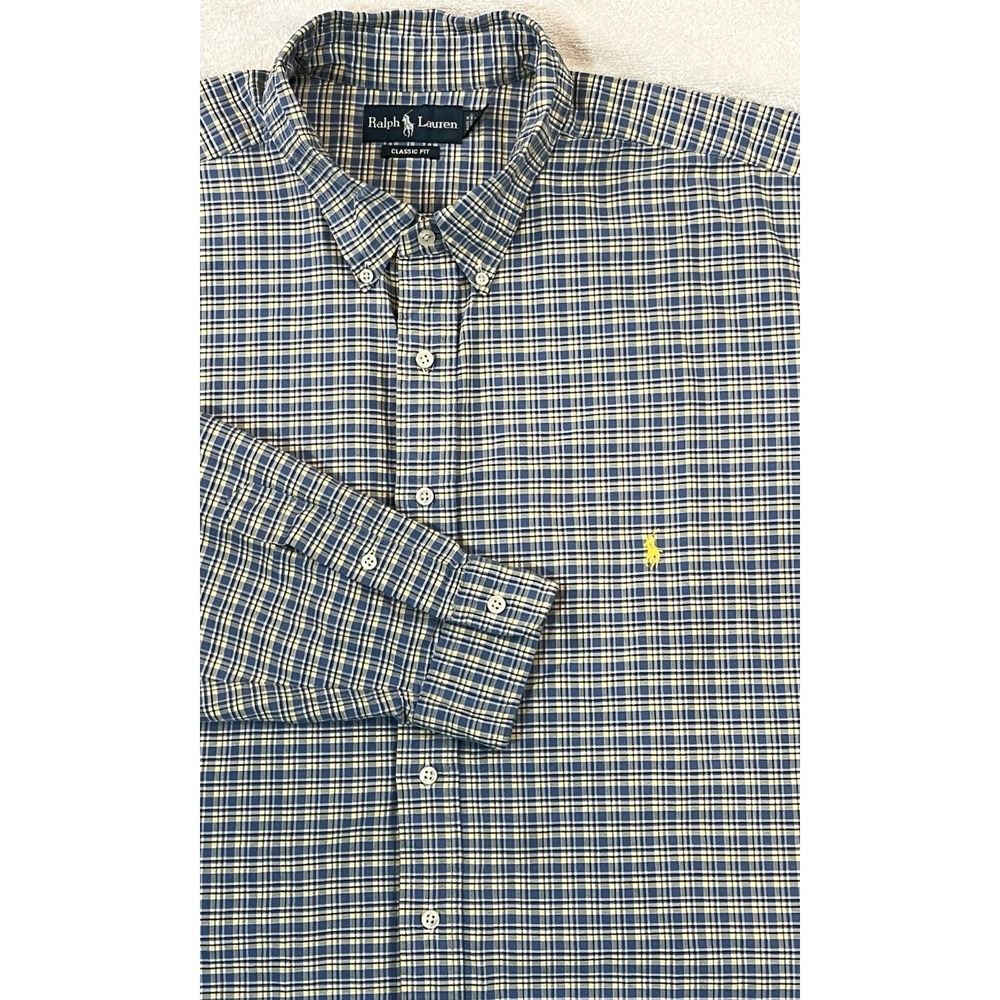 Polo Ralph Lauren Classic Fit Long-Sleeve Men's 3XLT Plaid Oxford Shirt Pony